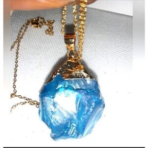 Deep Blue Spiritual Healing crystal stone necklace